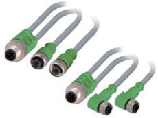 一体式一分二IO连接器针端M12(M)转孔端M12(F)